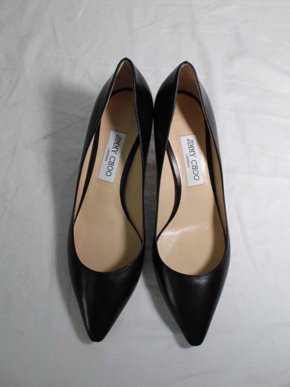 NEW Jimmy Choo Kitten Heel Pointed Toe Pumps Black Leather 40.5 - Picture 2 of 6